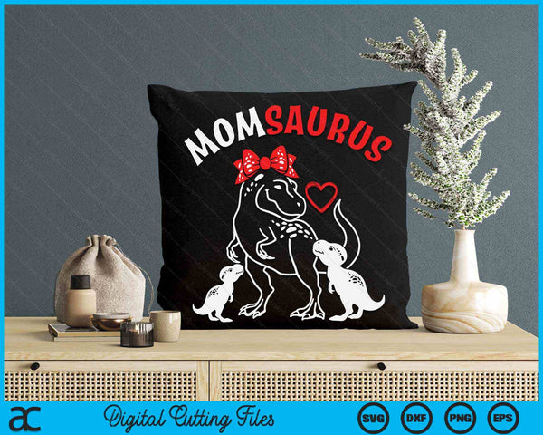 Momsaurus moeder 2 kinderen dinosaurus Moederdag SVG PNG digitale snijbestanden