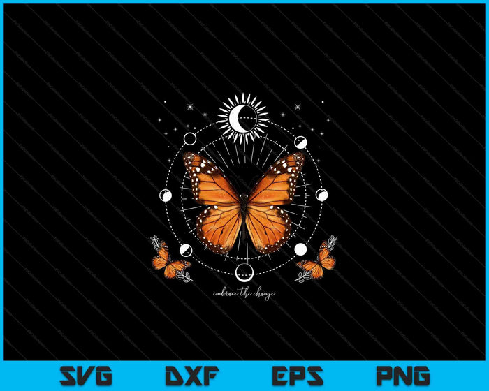 Monarch Butterfly Celestial Butterfly Sun Moon Phase Magical SVG PNG Digital Cutting Files