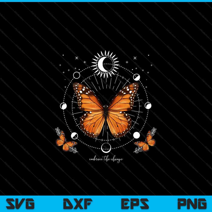 Monarch butterfly celestial butterfly sun moon phase magical SVG cut file