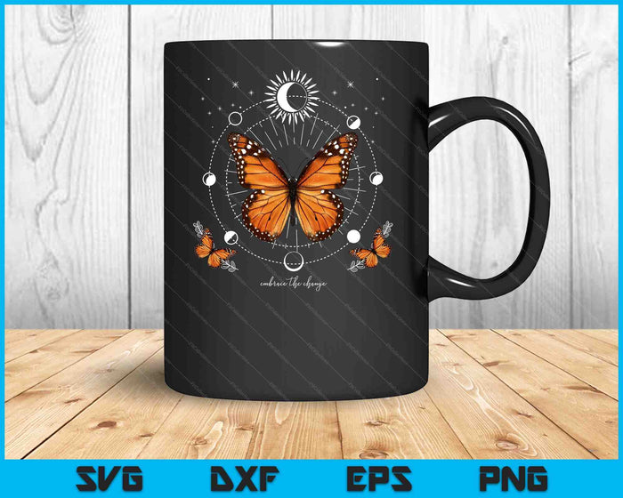 Monarch Butterfly Celestial Butterfly Sun Moon Phase Magical SVG PNG Digital Cutting Files