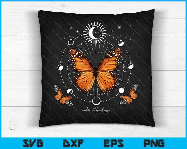 Monarch Butterfly Celestial Butterfly Sun Moon Phase Magical SVG PNG Digital Cutting Files