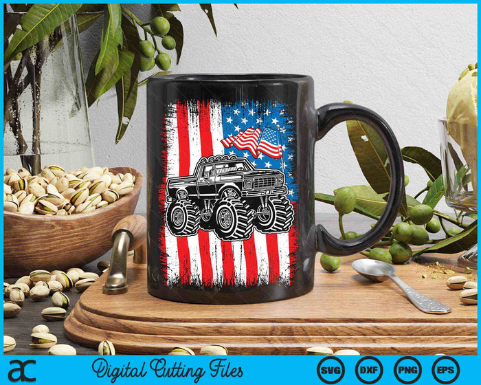 Monster Truck Amerikaanse vlag Racing USA patriottische SVG PNG digitale snijbestanden