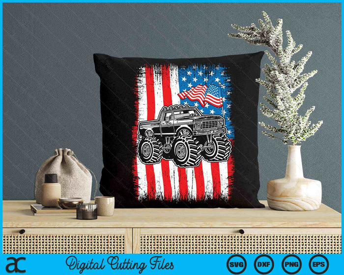Monster Truck Amerikaanse vlag Racing USA patriottische SVG PNG digitale snijbestanden