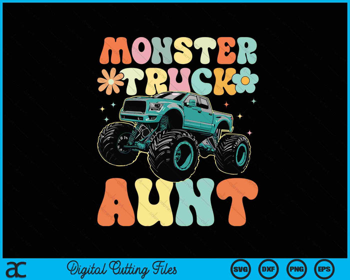 Monster Truck Aunt Groovy Truck Lover SVG PNG Digital Printable Files