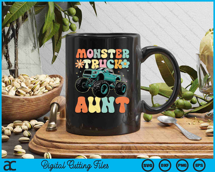 Monster Truck Aunt Groovy Truck Lover SVG PNG Digital Printable Files
