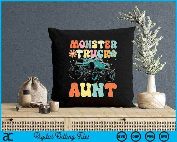 Monster Truck Aunt Groovy Truck Lover SVG PNG Digital Printable Files