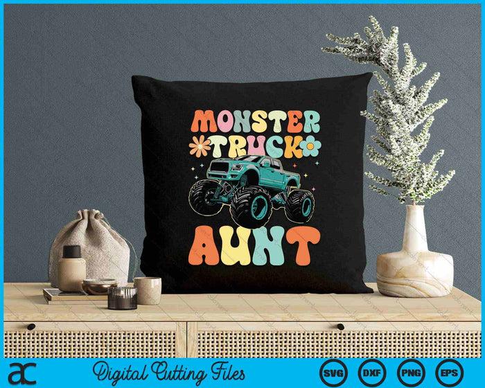 Monster Truck Aunt Groovy Truck Lover SVG PNG Digital Printable Files