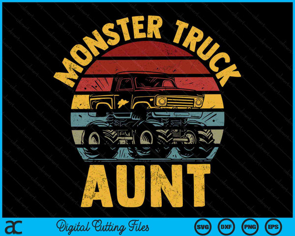Monster Truck Aunt Retro Vintage Monster Truck SVG PNG Digital Cutting Files