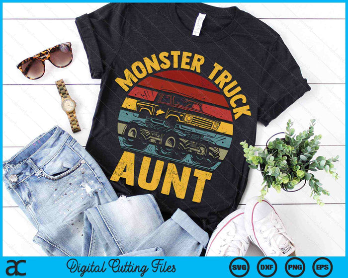 Monster Truck Aunt Retro Vintage Monster Truck SVG PNG Digital Cutting Files