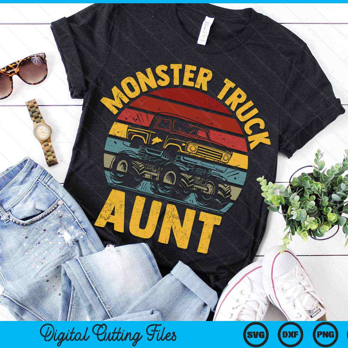 Monster Truck Aunt Retro Vintage Monster Truck SVG PNG Digital Cutting Files