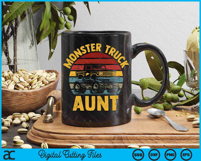 Monster Truck Aunt Retro Vintage Monster Truck SVG PNG Digital Cutting Files