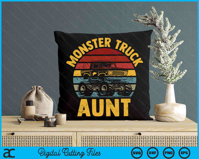 Monster Truck Aunt Retro Vintage Monster Truck SVG PNG Digital Cutting Files