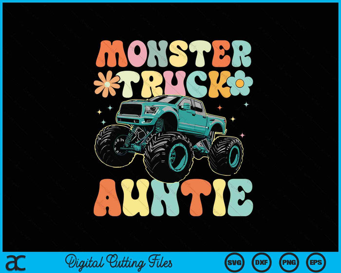 Monster Truck Auntie Groovy Truck Lover SVG PNG Digital Printable Files