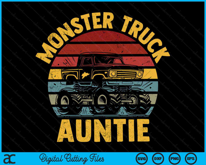 Monster Truck Auntie Retro Vintage Monster Truck SVG PNG Digital Cutting Files