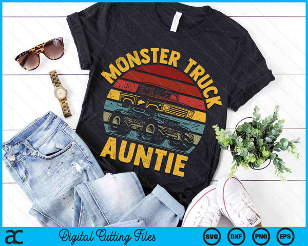 Monster Truck Auntie Retro Vintage Monster Truck SVG PNG Digital Cutting Files