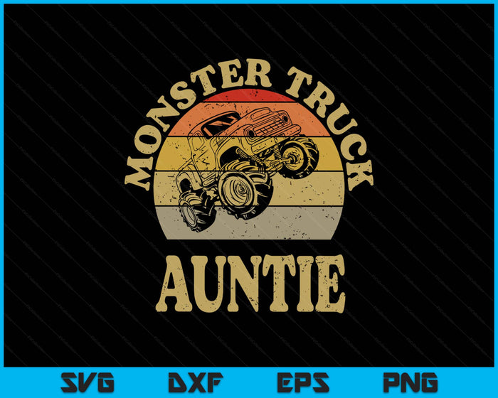 Monster Truck Auntie Shirt Retro Vintage Monster Truck SVG PNG Digital Printable Files