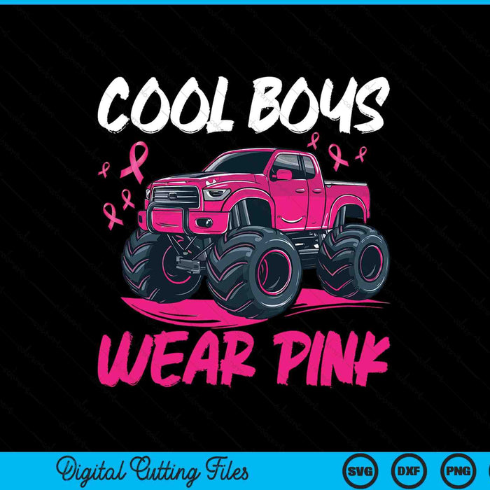 Monster truck breast cancer awareness cool boys wear pink SVG cut file