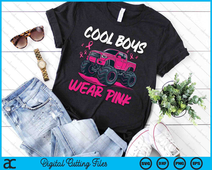 Monster Truck Breast Cancer Awareness Cool Boys Wear Pink SVG PNG Digital Cutting File