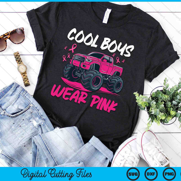 Monster Truck Breast Cancer Awareness Cool Boys Wear Pink SVG PNG Digital Cutting File