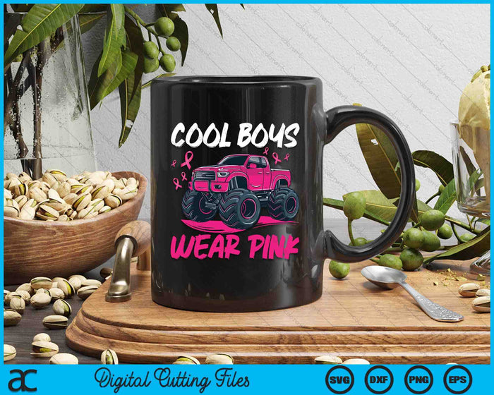 Monster Truck Breast Cancer Awareness Cool Boys Wear Pink SVG PNG Digital Cutting File