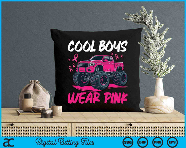 Monster Truck Breast Cancer Awareness Cool Boys Wear Pink SVG PNG Digital Cutting File