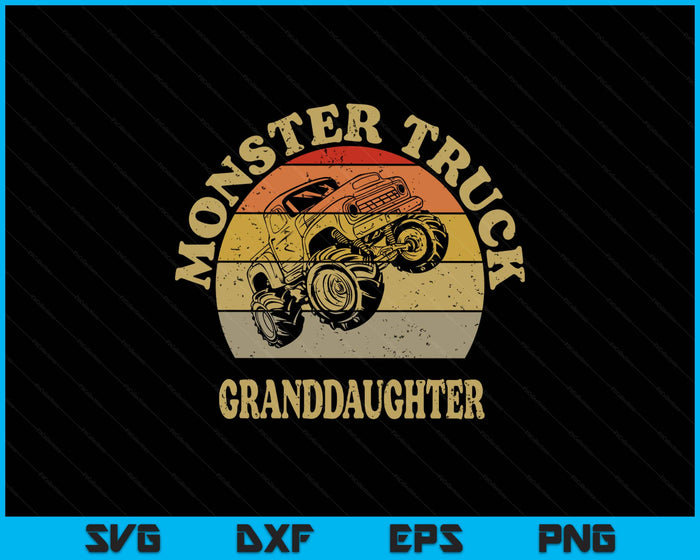Monster Truck Granddaughter Shirt Retro Vintage Monster Truck SVG PNG Digital Printable Files