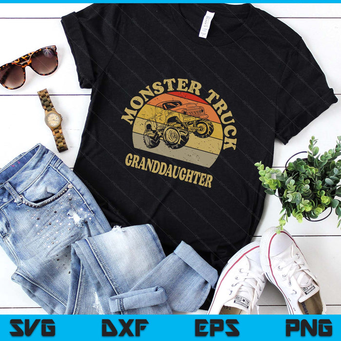 Monster Truck Granddaughter Shirt Retro Vintage Monster Truck SVG PNG Digital Printable Files
