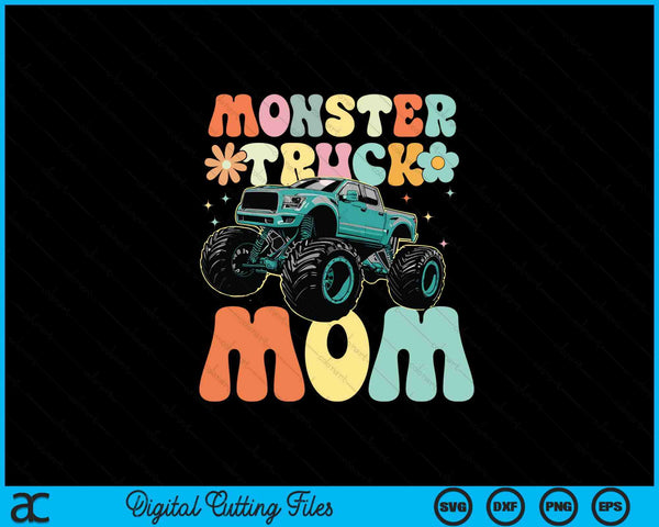 Monster truck mom groovy truck lover SVG cut file