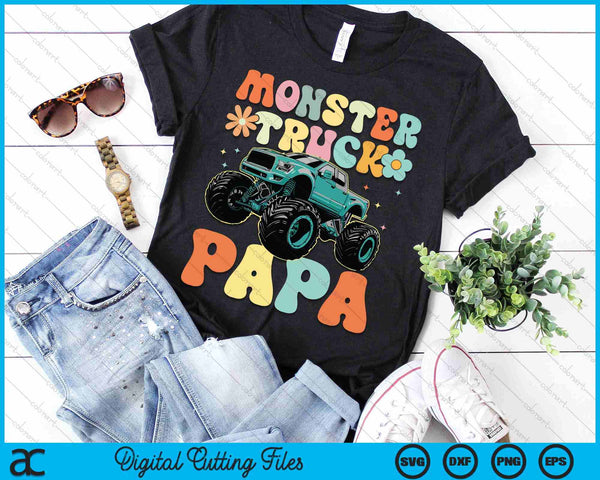 Monster Truck Papa Groovy Truck Lover SVG PNG Digital Printable Files