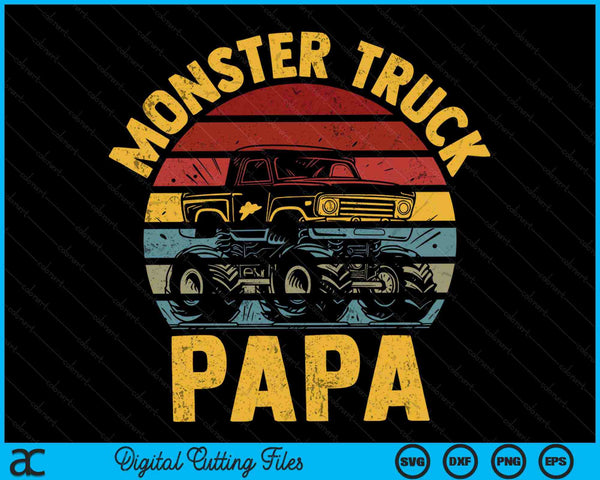 Monster Truck Papa Retro Vintage Monster Truck SVG PNG Digital Cutting Files