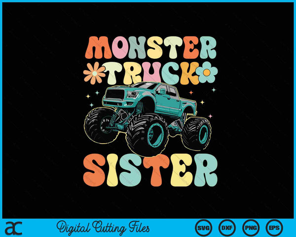 Monster truck sister groovy truck lover SVG cut file