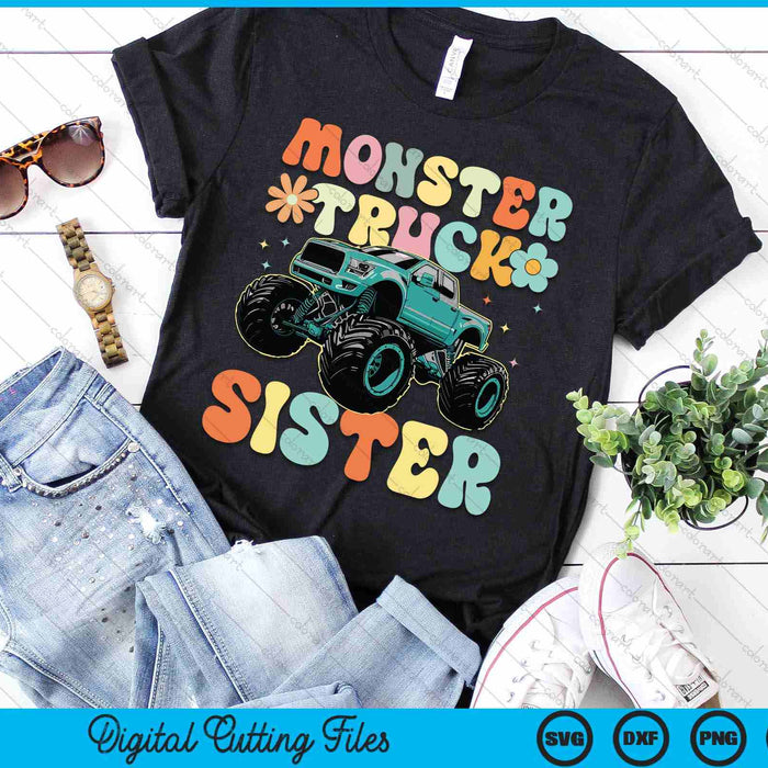 Monster Truck Sister Groovy Truck Lover SVG PNG Digital Printable Files