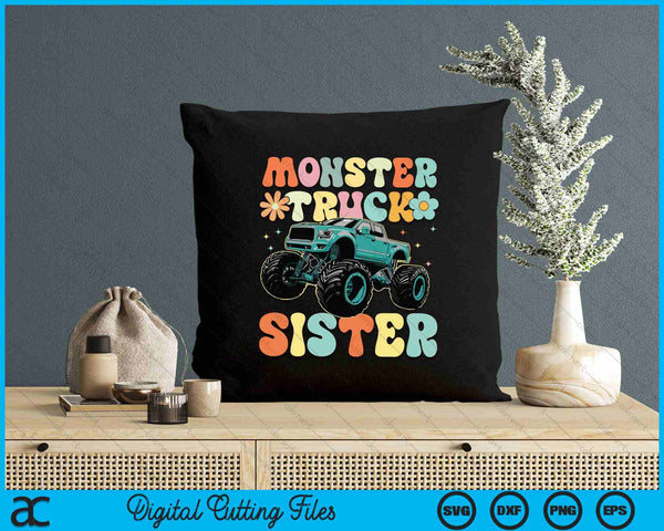 Monster Truck Sister Groovy Truck Lover SVG PNG Digital Printable Files