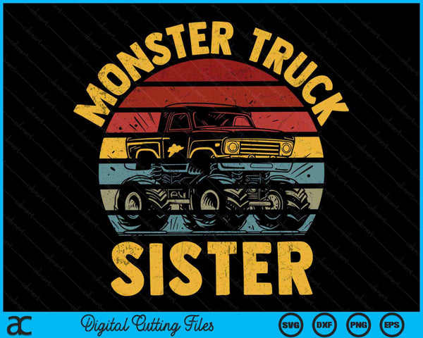 Monster Truck Sister Retro Vintage Monster Truck SVG PNG Digital Cutting Files