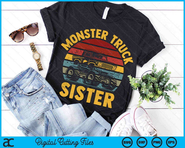Monster Truck Sister Retro Vintage Monster Truck SVG PNG Digital Cutting Files