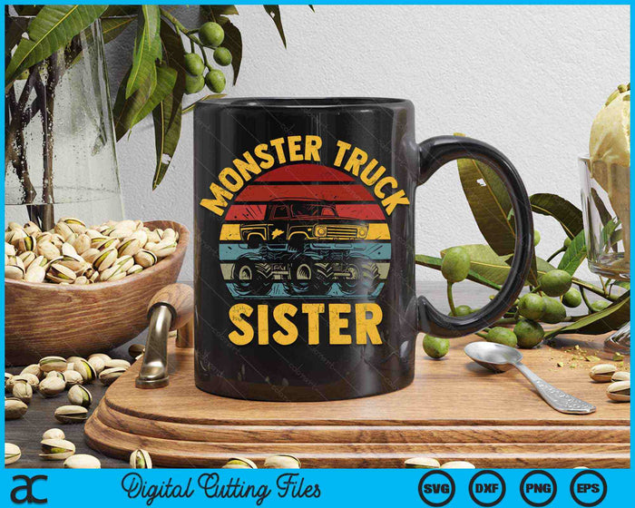 Monster Truck Sister Retro Vintage Monster Truck SVG PNG Digital Cutting Files