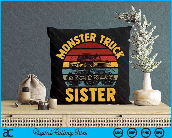 Monster Truck Sister Retro Vintage Monster Truck SVG PNG Digital Cutting Files