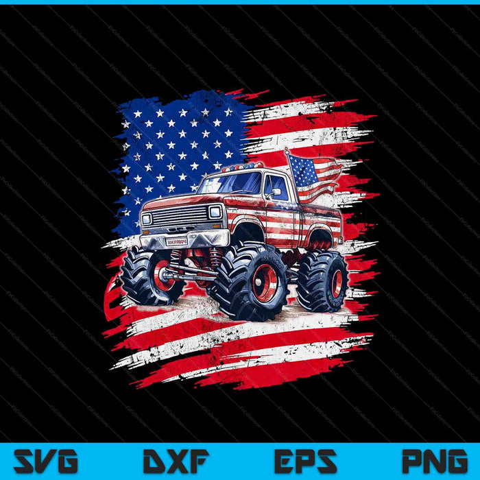 Monster truck USA flag American 4th of July SVG cut file