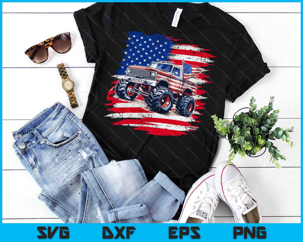 Monster Truck USA Flag American 4th Of July SVG PNG Digital Printable Files
