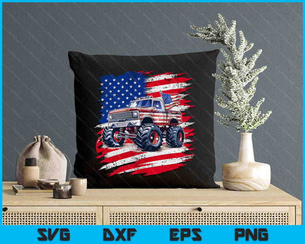 Monster Truck USA Flag American 4th Of July SVG PNG Digital Printable Files
