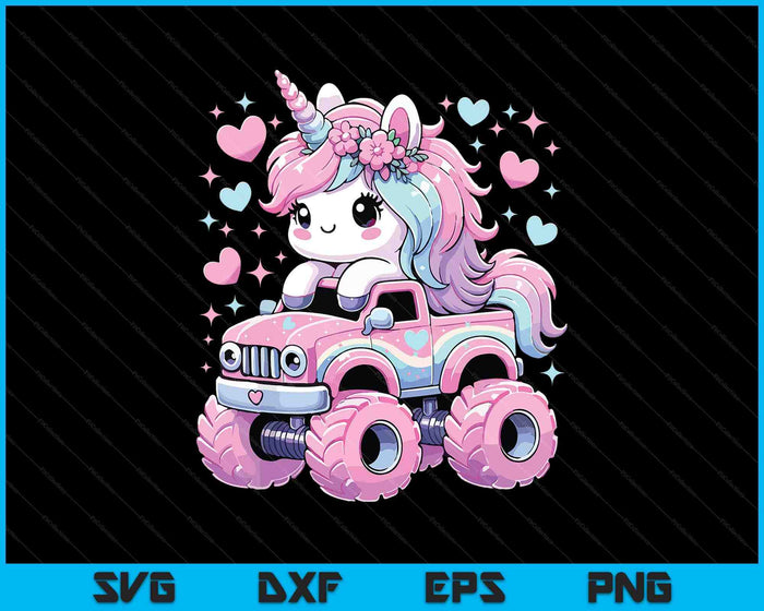 Monster Truck Unicorn Birthday Party Monster Truck SVG PNG Digital Printable Files