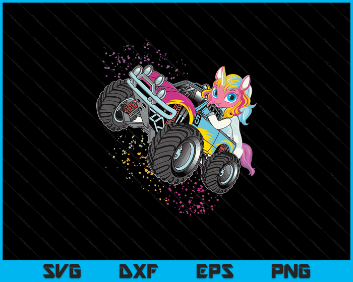 Monster Truck Unicorn verjaardagsfeestje Monster Truck meisje cadeau SVG PNG digitale afdrukbare bestanden