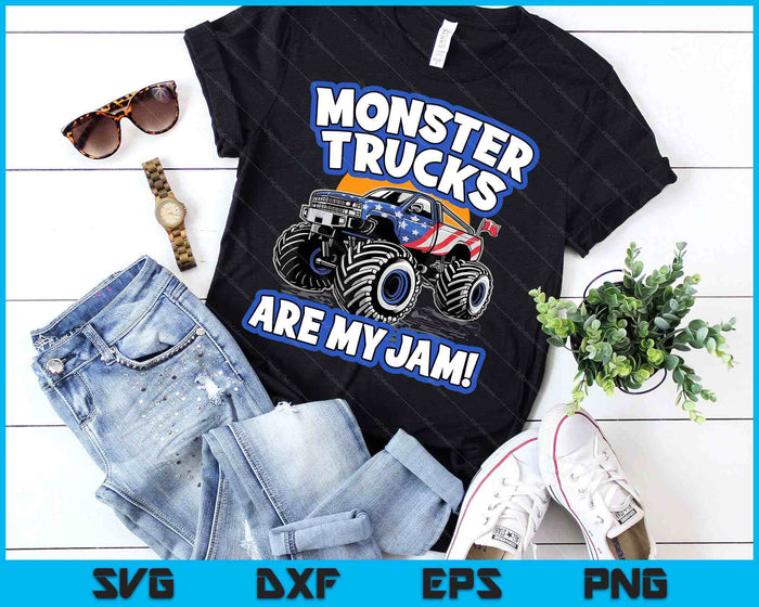 Monster Trucks Are My Jam Boy's SVG PNG Digital Cutting Files