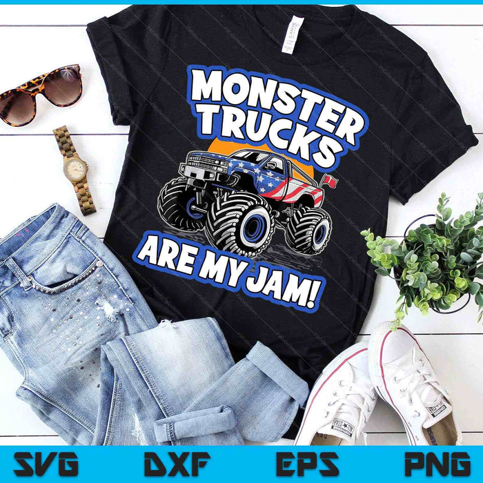 Monster Trucks Are My Jam Boy's SVG PNG Digital Cutting Files