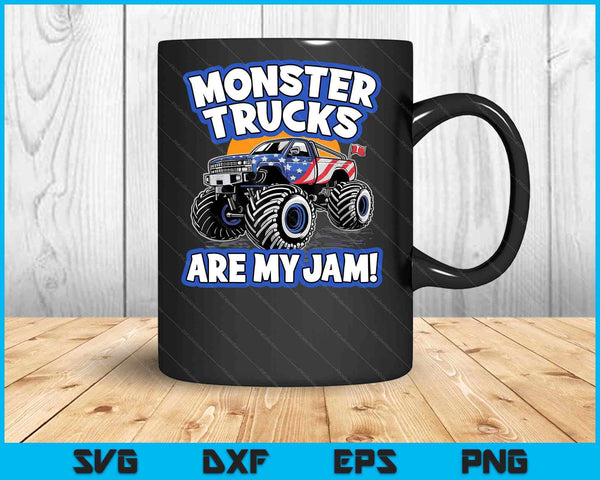 Monster Trucks Are My Jam Boy's SVG PNG Digital Cutting Files