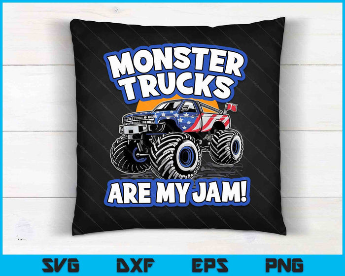 Monster Trucks Are My Jam Boy's SVG PNG Digital Cutting Files