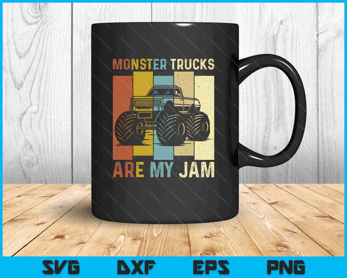 Monster Trucks Are My Jam Vintage Retro Monster Truck SVG PNG Cutting Printable Files