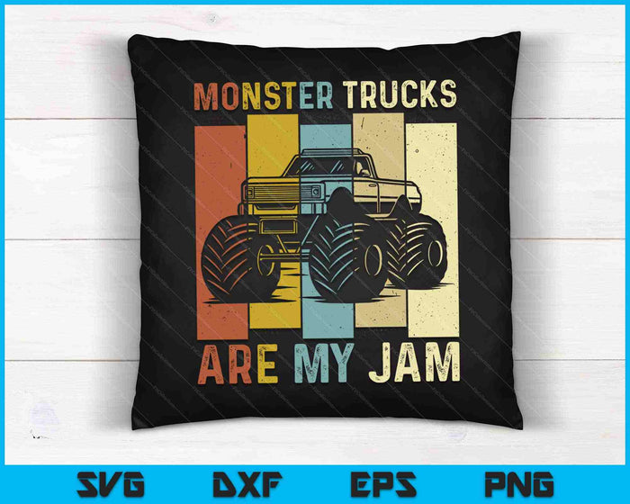 Monster Trucks Are My Jam Vintage Retro Monster Truck SVG PNG Cutting Printable Files