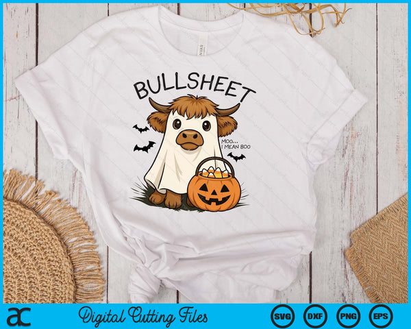 Moo...I Mean Boo Bullsheet Highland Cow Ghost Halloween SVG PNG Digital Printable Files