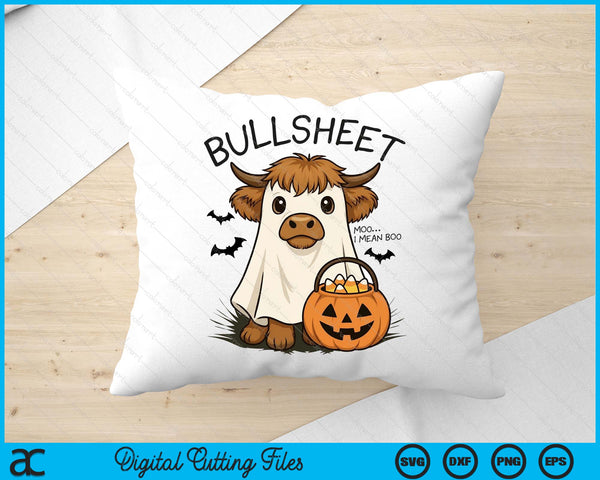 Moo...I Mean Boo Bullsheet Highland Cow Ghost Halloween SVG PNG Digital Printable Files